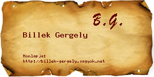 Billek Gergely névjegykártya